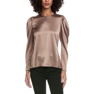 Frame Denim Womens Draped Femme Blouse, Brown Large
